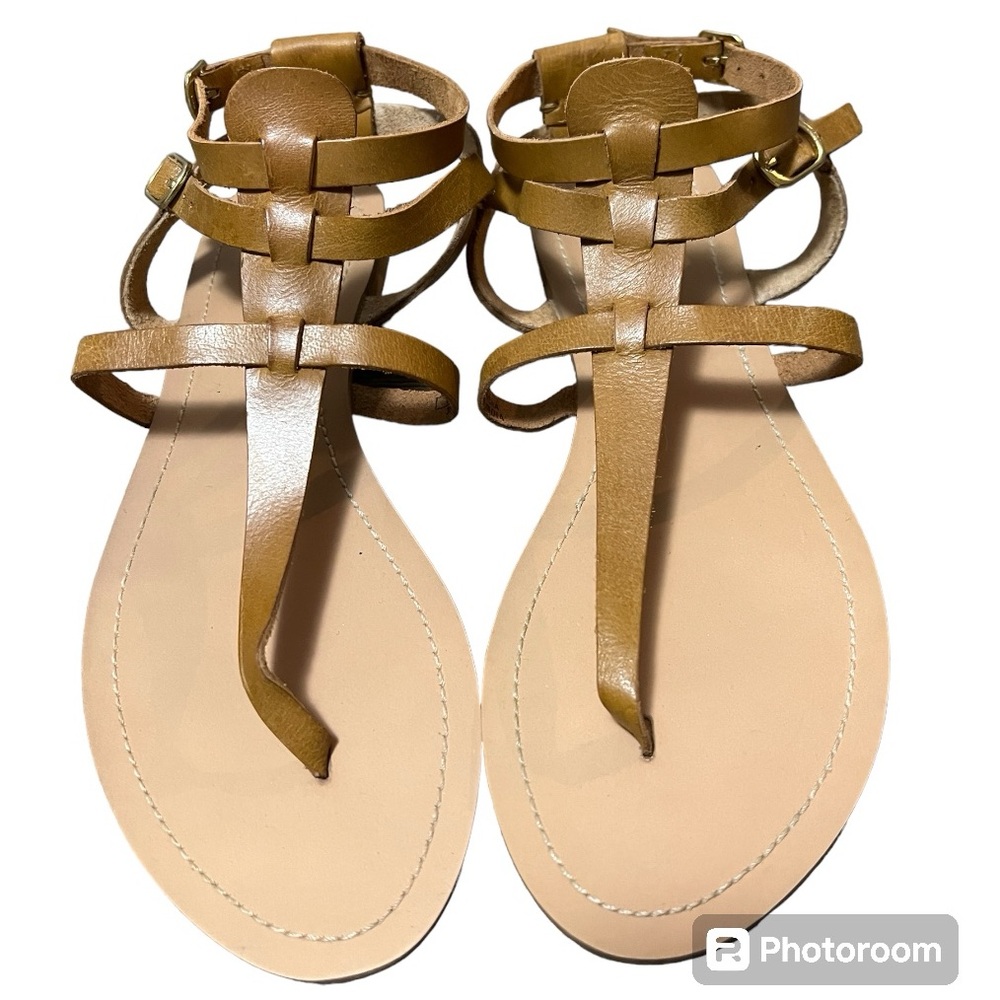 Zara Trafaluc Ankle Strap Thong Sandals Size 36